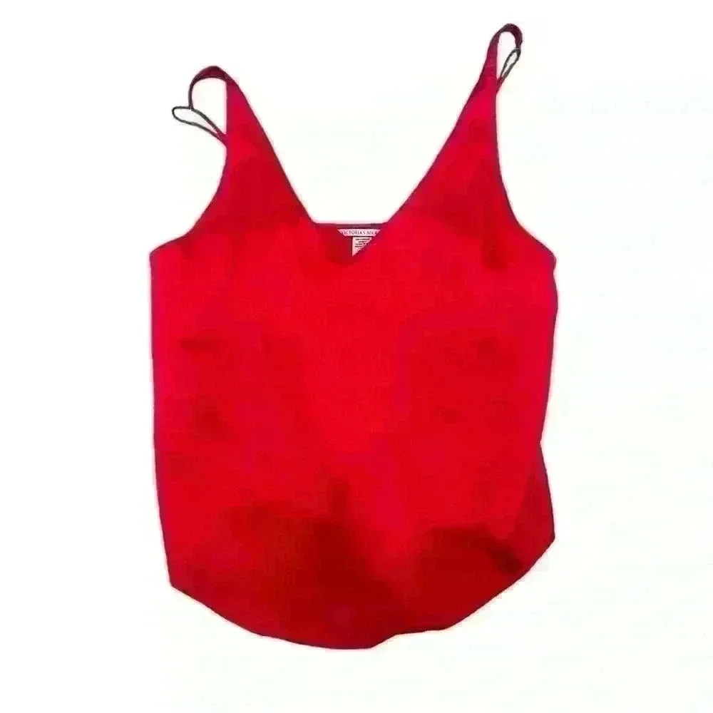 Victoria Secret Red Heart Print Cami | Silky Sleep Shirt Tank | Size Large